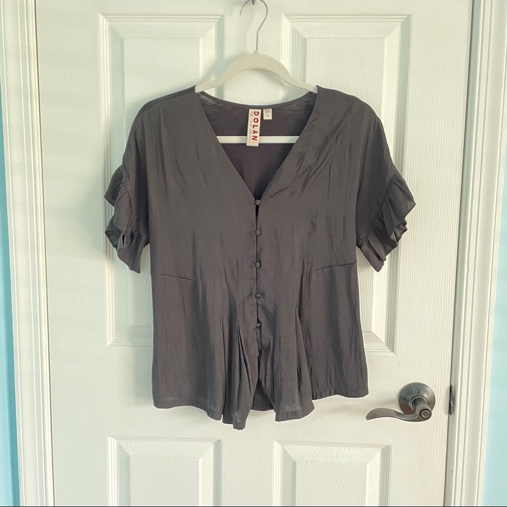 anthropologie black button down top
